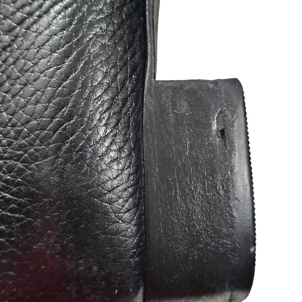 Brighton Black Pebbled Leather Croc Embossed Loafers Silver Buckle 7.5M Office - Picture 7 of 7